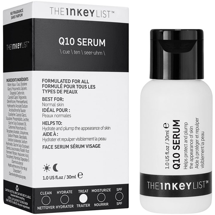 The INKEY List Q10 Serum 30 ml antioxidant serum anti-aging som plumpar huden i vit flaska och ytterförpackning
