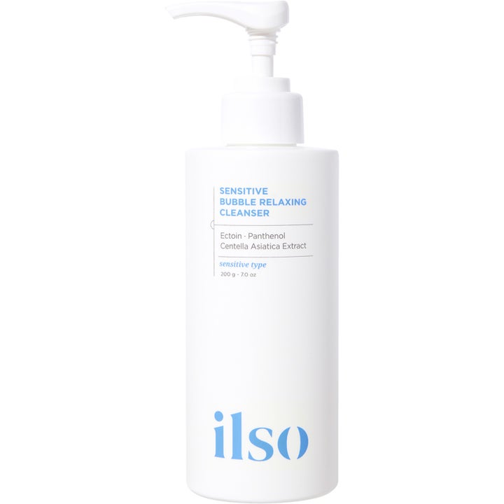 ilso Sensitive Bubble Relaxing Cleanser 200 g ansiktsrengöring med panthenol i vit pumpflaska för känslig hud