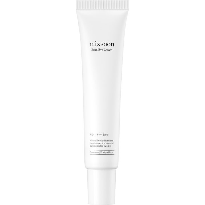 Mixsoon Bean Eye Cream 20 ml är en koreansk återfuktande ögonkräm med bönextrakt i en vit minimalistisk tub.