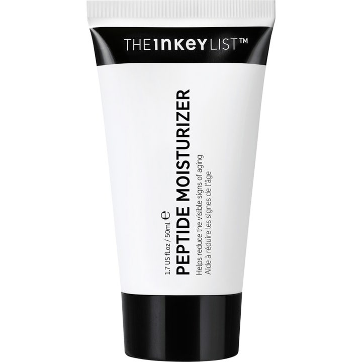 The INKEY List Peptide Moisturizer 50 ml antiaging ansiktskräm med peptider för rynkor i en vit tub med svart lock