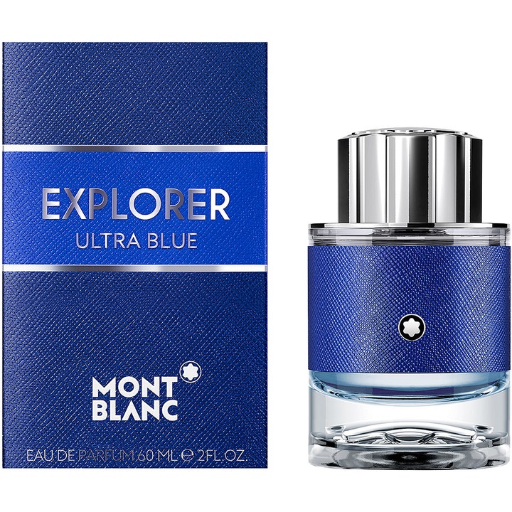 Montblanc Explorer Ultra Blue 60ml eau de parfum herrparfym i blå texturerad flaska med silverlock och matchande ask