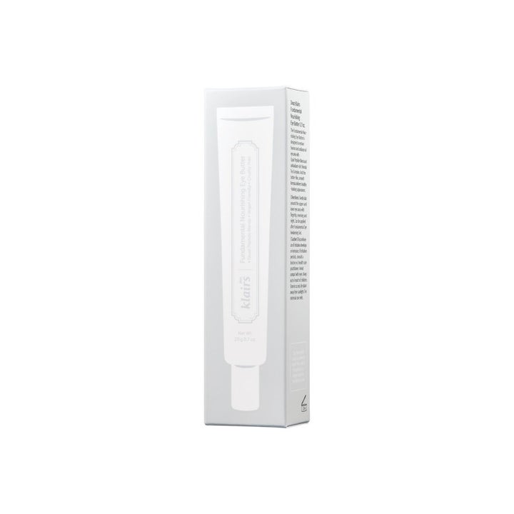 Klairs Fundamental Nourishing Eye Butter 20g närande ögonkräm i vit kartong med stilren illustration av en tub