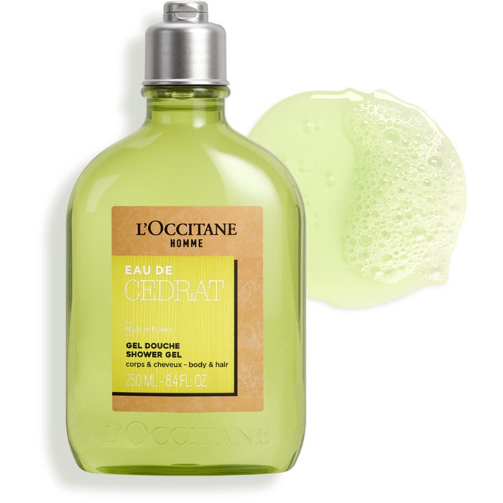 L'Occitane en Provence Cédrat Shower Gel 250 ml uppfriskande duschtvål i grön flaska med klick av ljusgrön gel
