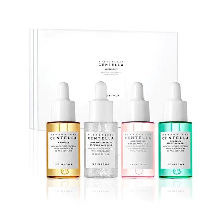 SKIN1004 Madagascar Centella Ampoule Kit 4x30 ml centella serum ger lyster i fyra färgglada glasflaskor med pipetter