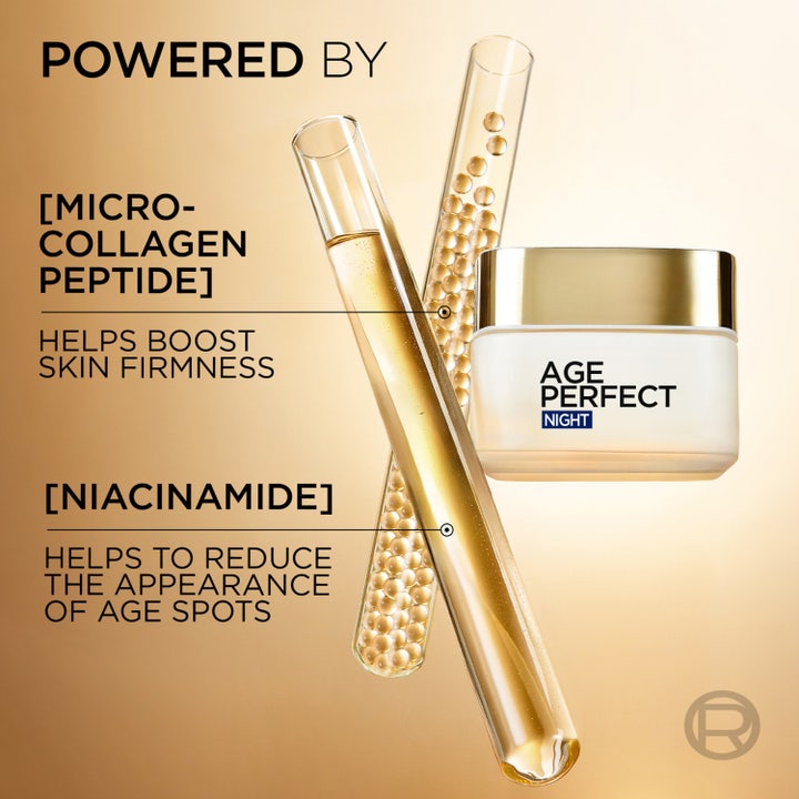 L'Oréal Paris Age Perfect Night Cream 50 ml näringsrik återfuktande nattkräm med niacinamide och peptider i glasburk.