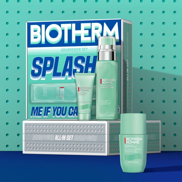 Biotherm Aquapower Set 1 st återfuktande hudvårdskit med gel rengöring och deodorant i turkos förpackning
