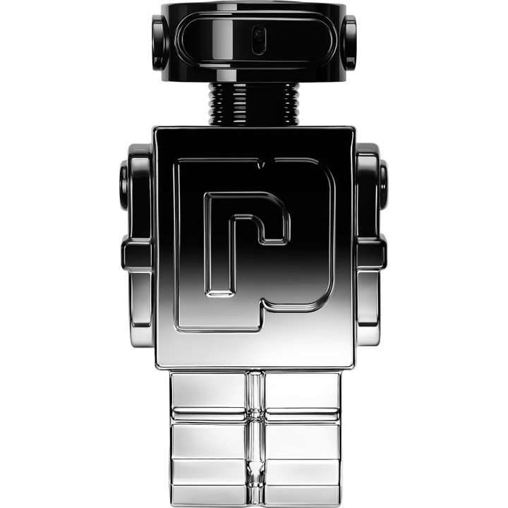 Rabanne Phantom Elixir Parfum Intense 150 ml intensiv herrparfym i robotformad flaska av mörk blank metall