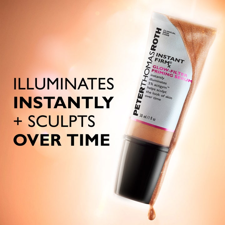 Peter Thomas Roth Instant FIRMx Glow-Filter Priming Serum 30 ml lystergivande primer med skimrande bronstonad textur.