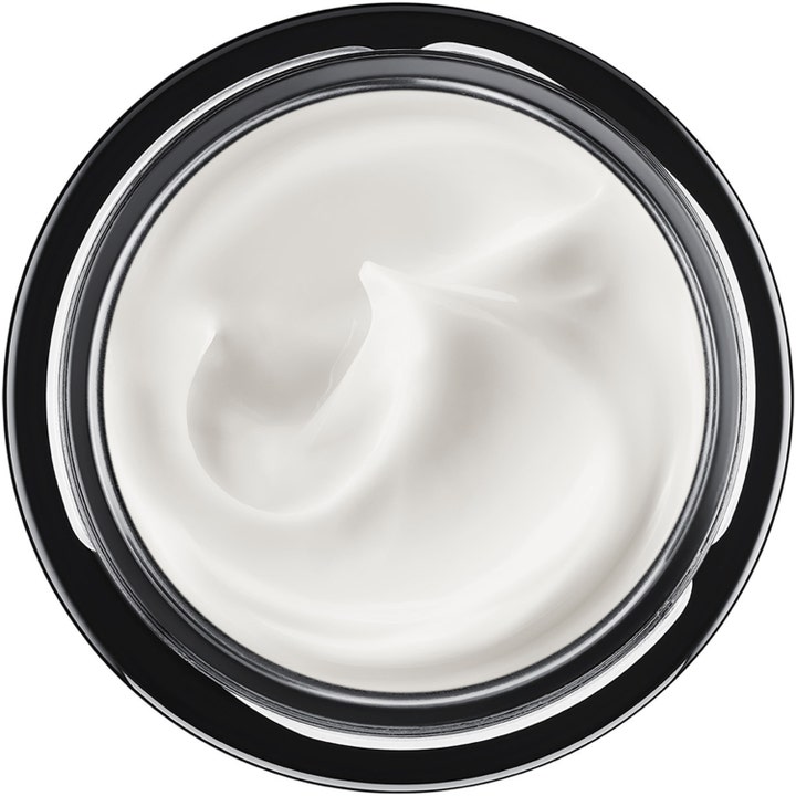 Lancôme Génifique Barrier Night Cream 50 ml reparerande återfuktande nattkräm med vit krämig textur i öppen burk