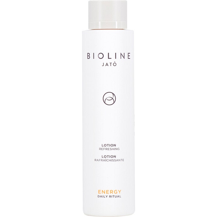 Bioline Jatò Energy Daily Ritual Lotion Refreshing ansiktsvatten för fräsch hy i en minimalistisk vit flaska.
