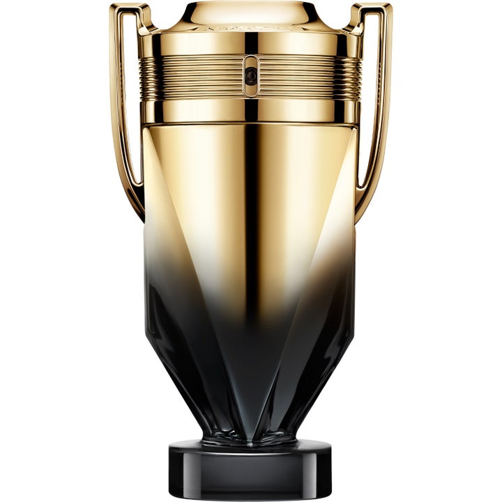RABANNE Invictus Elixir Parfum 200 ml intensiv herrparfym i en troféformad flaska av guld och svart glas