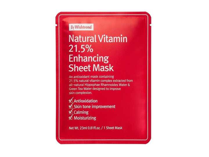 By Wishtrend Natural Vitamin 21.5% Enhancing Sheet Mask 23 ml antioxidant lugnande sheet mask i röd sachet