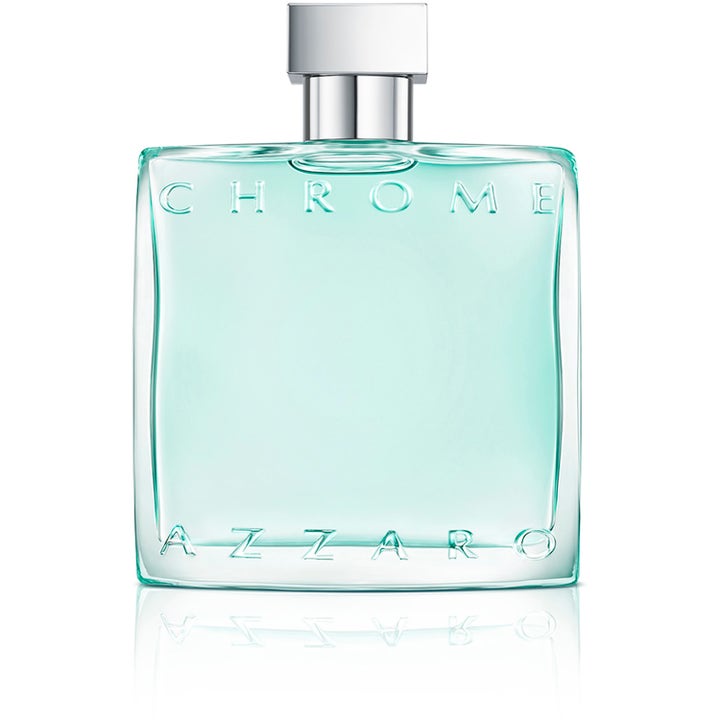 Azzaro Chrome Azure Eau de Toilette 100 ml fräsch lätt parfym i fyrkantig glasflaska med turkos vätska och silverkork