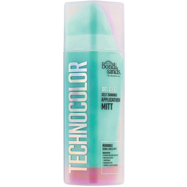 Bondi Sands Technocolor Deluxe Self Tanning Application Mitt ger jämn färg med en turkos vante i frostad hylsa.