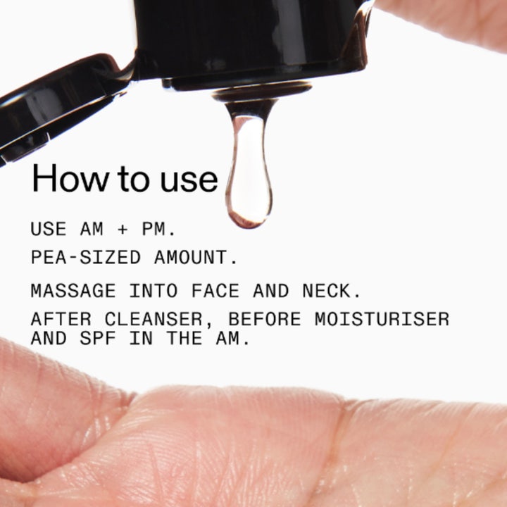 The INKEY List Collagen Peptide Serum 30 ml hudserum visar en klar droppe och text med instruktioner för användning.