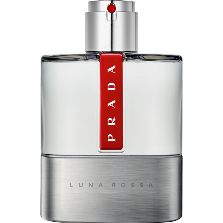 Prada Luna Rossa Eau de Toilette 100ml herrparfym i glasflaska med borstad silverfinish och röd rand