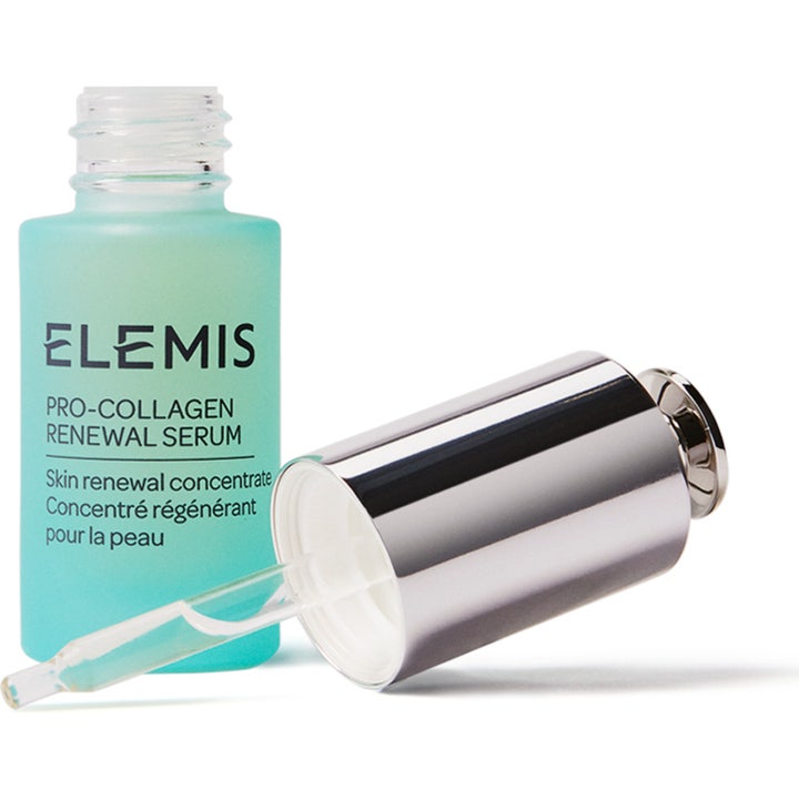 Elemis Pro-Collagen Renewal Serum 15 ml anti-rynk kollagen serum i frostad turkos glasflaska med silvrig pipett
