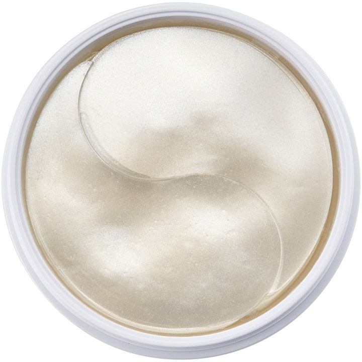 Mizon Premium Pure Pearl Eye Gel Patch 60 st lystergivande hydrogelmasker i vit burk sedda ovanifrån