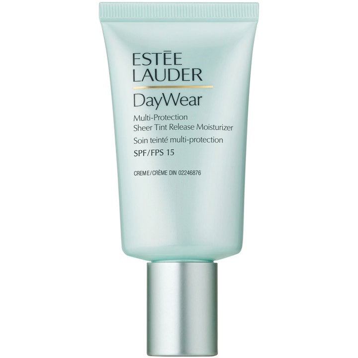 Estée Lauder DayWear Sheer Tint Release Moisturizer 50 ml i ljusblå tub med silvrig kork ger huden lyster.