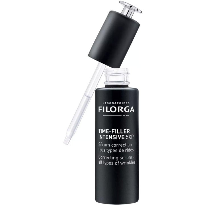 Filorga Time-Filler Intensive 5XP anti-age hudvård i svart flaska med pipett som effektivt reducerar rynkor.