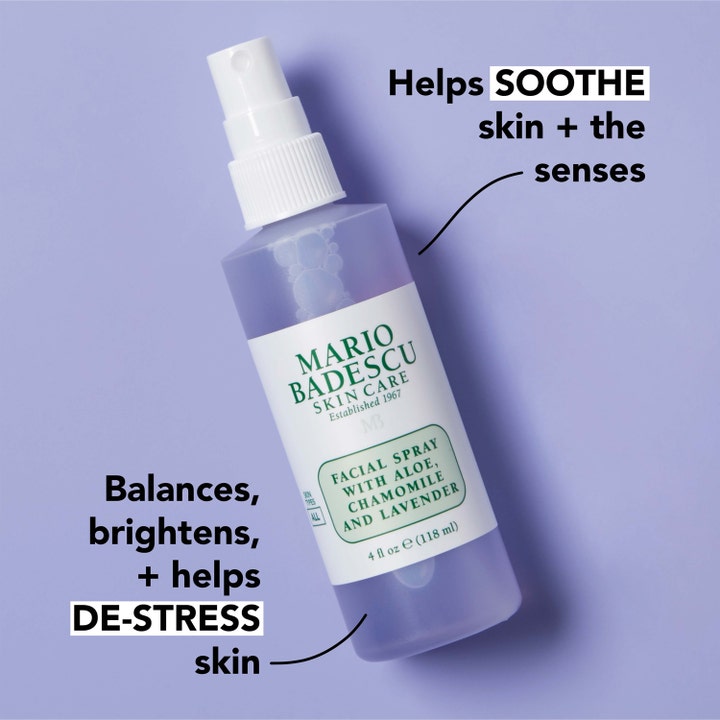 Mario Badescu Facial Spray 118 ml lugnande kamomill ansiktsspray för känslig hud i lila flaska