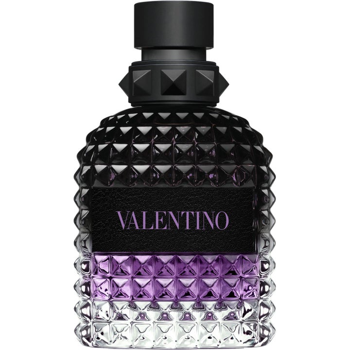 Valentino Born in Roma Uomo Purple Melancholia 50 ml herrparfym i lila glasflaska med nitar och svart kork
