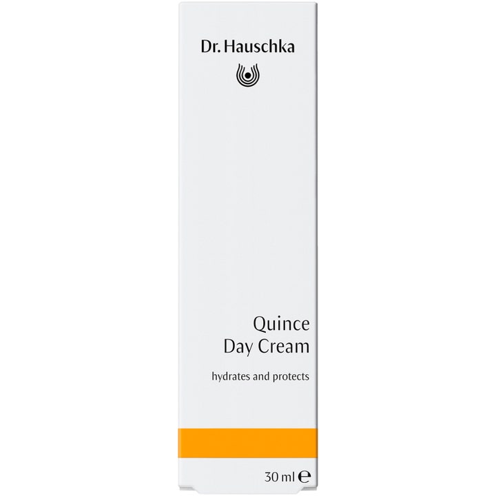 Dr. Hauschka Quince Day Cream 30 ml återfuktande dagkräm i vit förpackning med texten hydrates and protects.