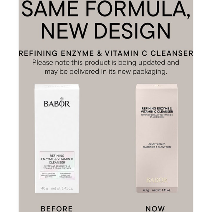 Babor Refining Enzyme & Vitamin C Cleanser 40 g ger lyster bredvid apelsin och moringafrön.