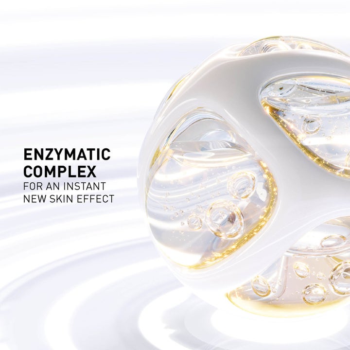 Filorga Skin-Prep Enzymatic Cleansing Foam 150 ml enzymrengöring ansikte visar en vit sfär med gyllene bubblor.