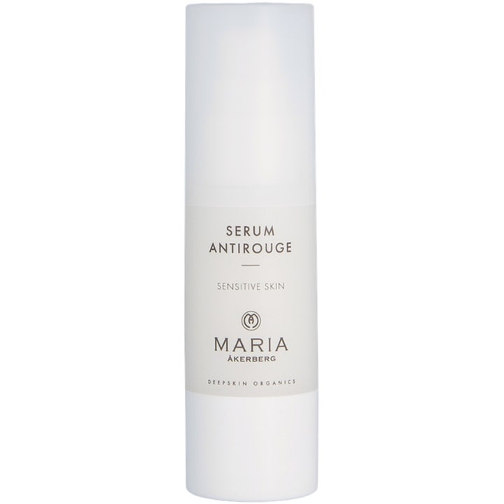Maria Åkerberg Serum Antirouge 30 ml lugnande ansiktsserum mot rodnad i en vit stilren pumpflaska med frostad kork