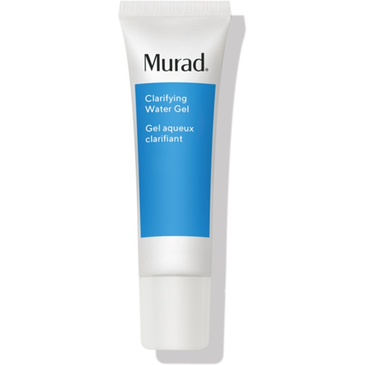 Murad Clarifying Water Gel 60 ml oljefri rengöring mot oren hud i vit tub med blått fält och vitt skruvlock.