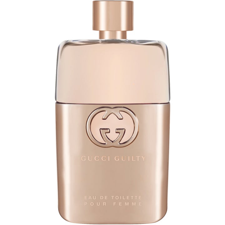 Gucci Guilty Pour Femme Eau de Toilette 90 ml damparfym i roseguldfärgad flaska av metall och glas