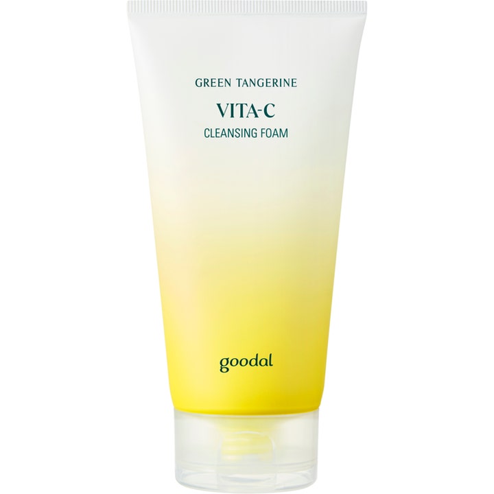 Goodal Green Tangerine Vita-C Cleansing Foam 150ml ansiktsrengöring med vitamin c i en gulvit gradienttub.