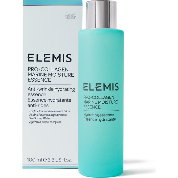 Elemis Pro-Collagen Marine Moisture Essence 100 ml anti-rynk återfuktande serum i turkos flaska och ytterkartong