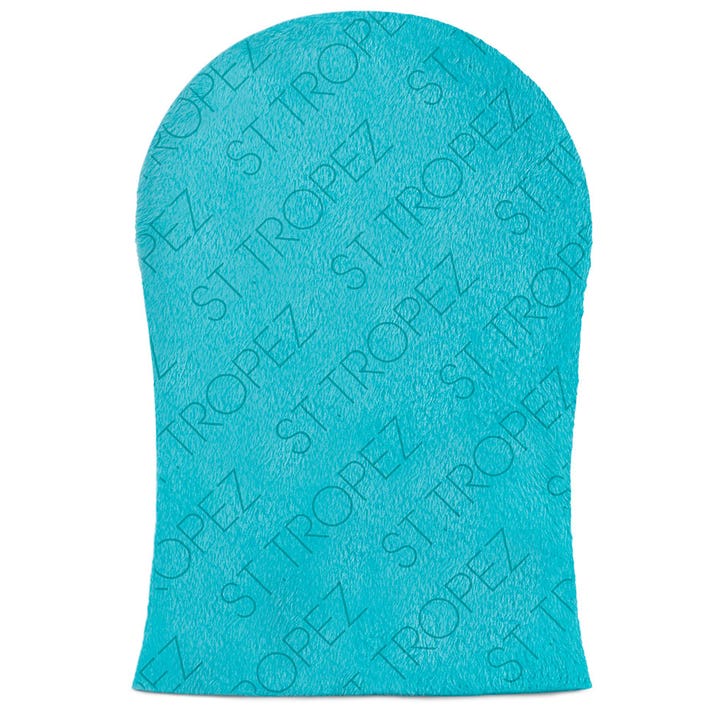 St. Tropez Tan Applicator Mitt 1 st för jämn brun utan sol mjuk turkos vante med präglat logotypmönster