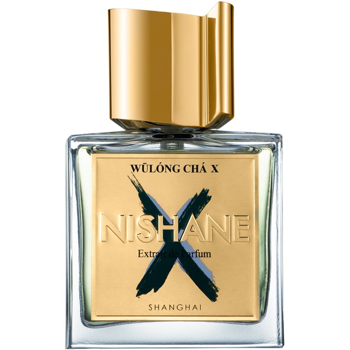 NISHANE Wülóng Chá X 50 ml exklusiv parfym unisex i glasflaska med guldlock och guldetikett med ett stort blått X