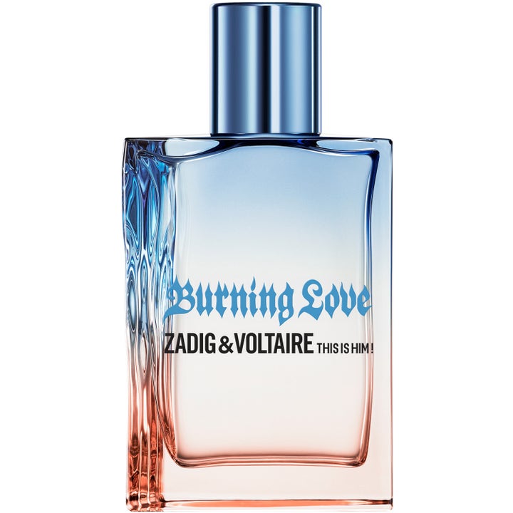 Zadig & Voltaire This Is Him Burning Love 50 ml eau de toilette i glasflaska med blå och orange färgövergång och blått lock