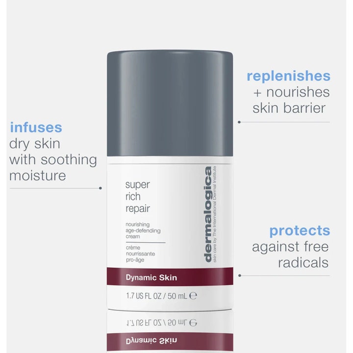 Dermalogica AGE smart Super Rich Repair 50 ml anti-aging ansiktskräm i vit pumpflaska som reparerar och ger näring.