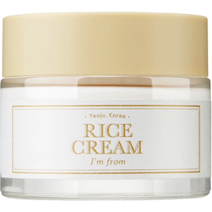 I'm from Rice Cream 50 g närande ansiktskräm med risextrakt i en genomskinlig glasburk med beige lock