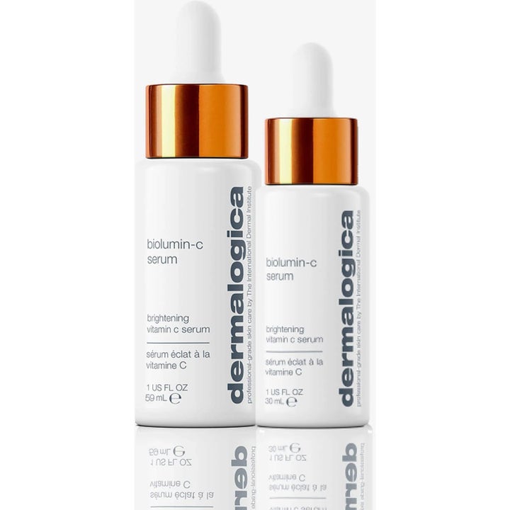 Dermalogica AGE smart Biolumin-C Serum 2 st lystergivande serum i vita flaskor med guldiga pipetter