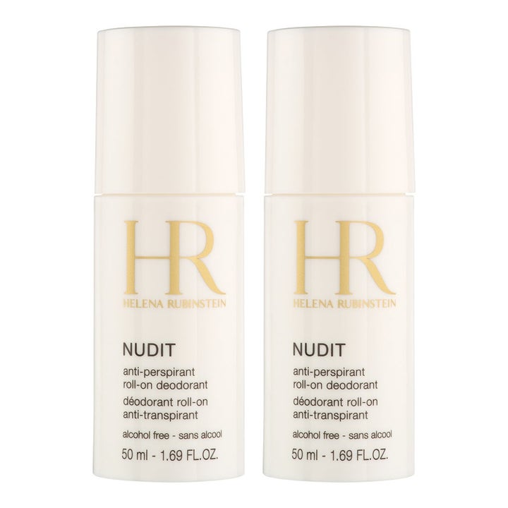 Helena Rubinstein Nudit 2x50 ml anti-perspirant roll-on deodorant i två vita flaskor med guldfärgad logotyp