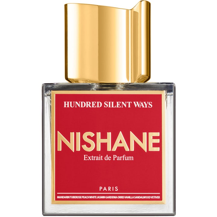Nishane Hundred Silent Ways 100ml Extrait de Parfum i fyrkantig glasflaska med röd etikett och guldlock