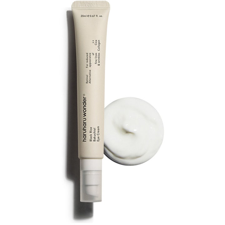 haruharu wonder Black Rice Bakuchiol Eye Cream 20 ml anti-aging bakuchiol ögonkräm i beige tub med vit krämig textur