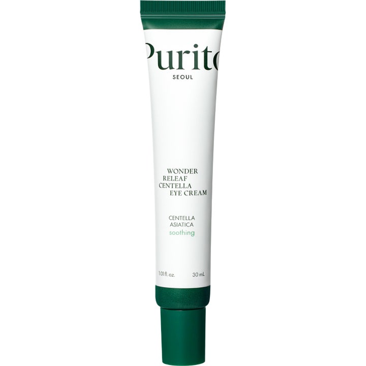 Purito Wonder Releaf Centella Eye Cream 30 ml lugnande centella asiatica ögonkräm i vit tub med grönt lock