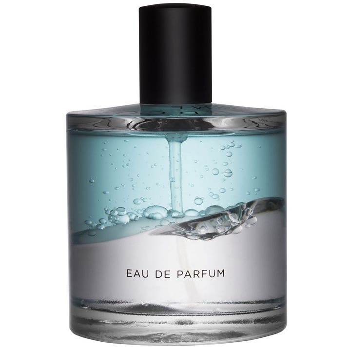 Zarkoperfume Cloud Collection 2 100 ml fresh parfym blå i glasflaska med tvådelad blåvit vätska och svart lock