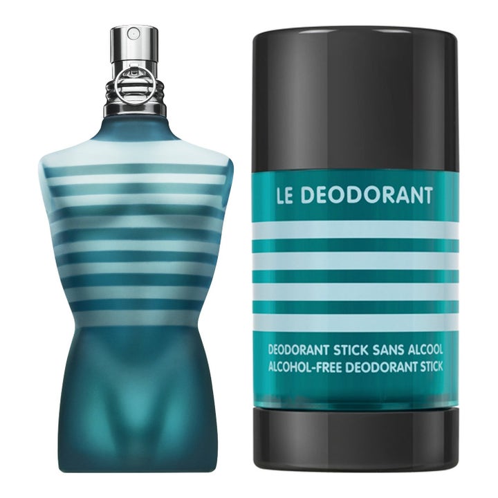 Jean Paul Gaultier Le Male Set 150 ml herrparfym och deostick med blårandig flaska formad som en torso