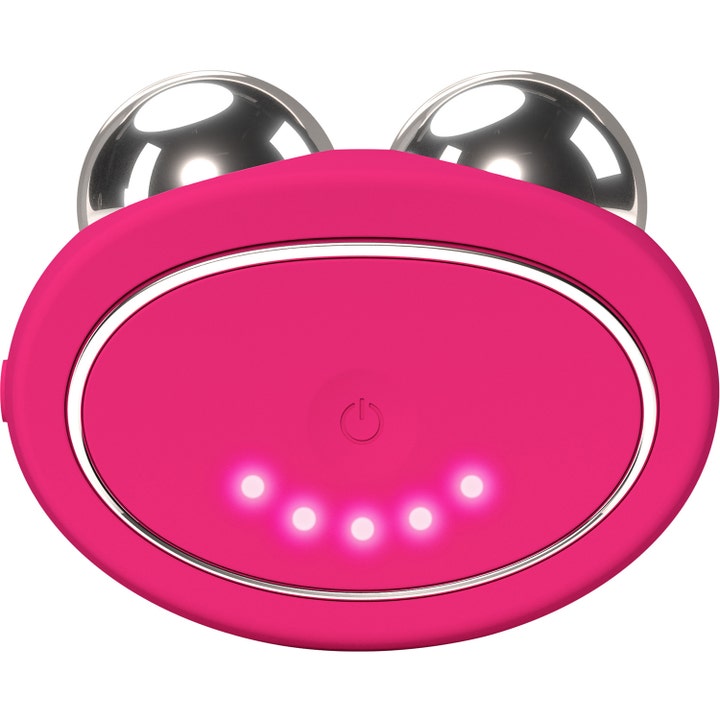 FOREO BEAR 2 Fuchsia 1 st skönhetsteknik ger ansiktslyft utan kirurgi hemma med rosa hölje och två metalliska sfärer