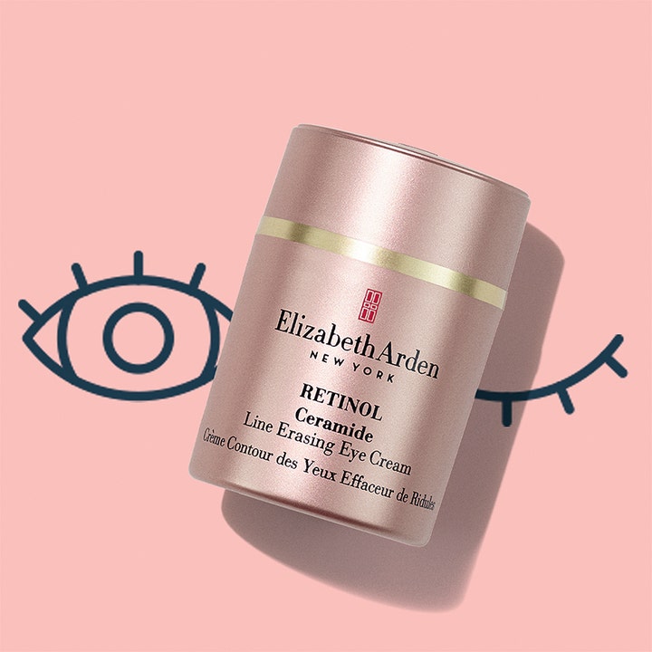 Elizabeth Arden Ceramide Retinol Eye Treatment 15 ml retinol ögonkräm i rosa flaska med ögonillustrationer