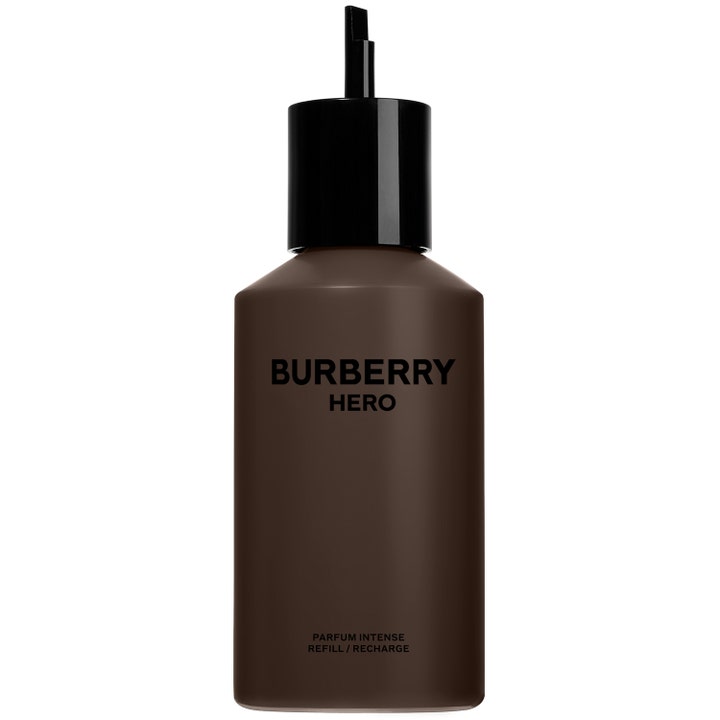 Burberry Hero Parfum Intense refill 200ml påfyllningsflaska i en matt brun färg med svart munstycke