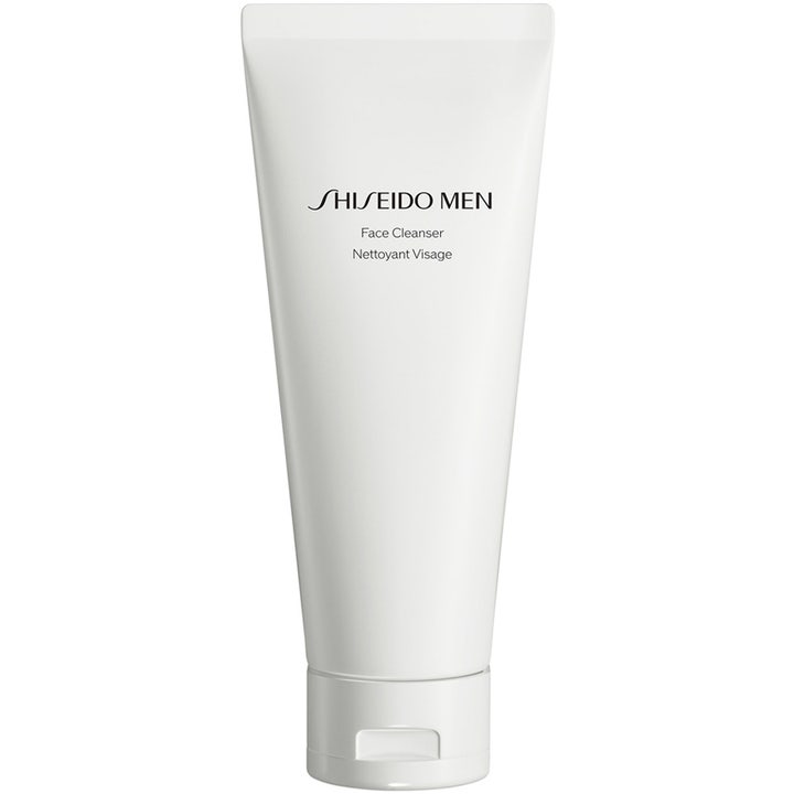 Shiseido Men Face Cleanser 125ml ansiktsrengöring som ger ren hy i en minimalistisk vit tub med svart text.